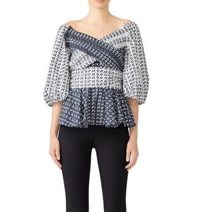 Trina Turk puff sleeve top with sash